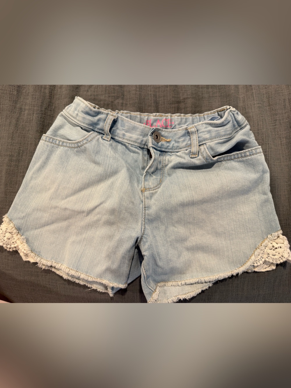 The Children's Place Light Blue Denim Shorts with Crochet Trim